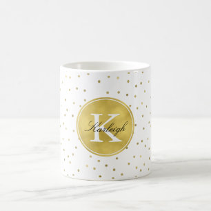 GoldGlitzConfetti punktiert Monogramm Kaffeetasse