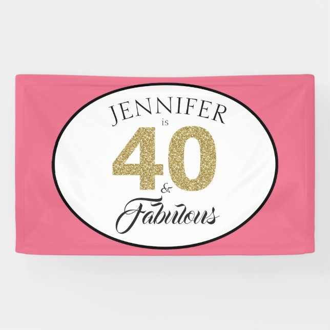 GoldGlitzer 40 und fabelhaftes Rosa-40. Geburtstag Banner (Horizontal)