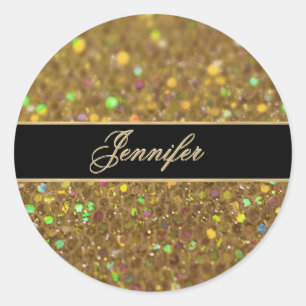 GoldGlitzer-Blick-Grafik Runder Aufkleber