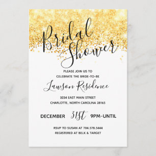 GoldGlitzer-Brautparty Einladung