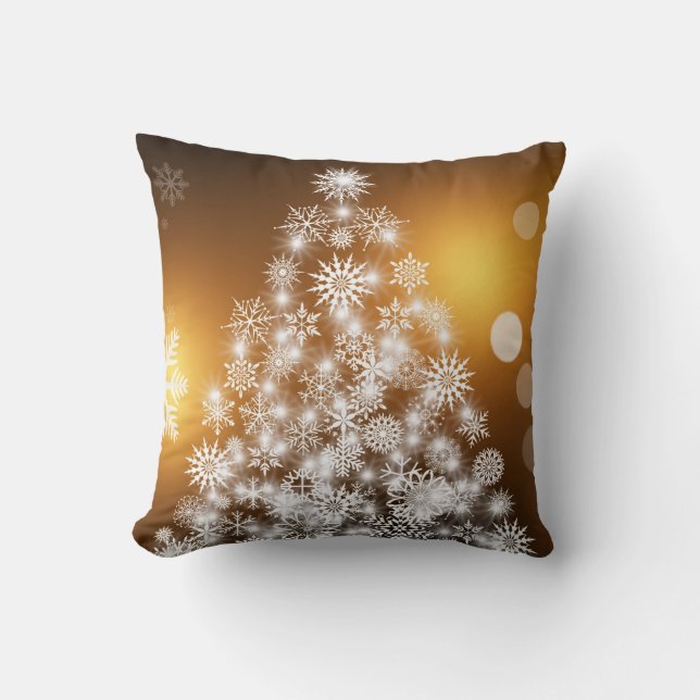 GoldGlitzer-dekorativer fröhlicher Weihnachtsbaum Kissen (Vorderseite)