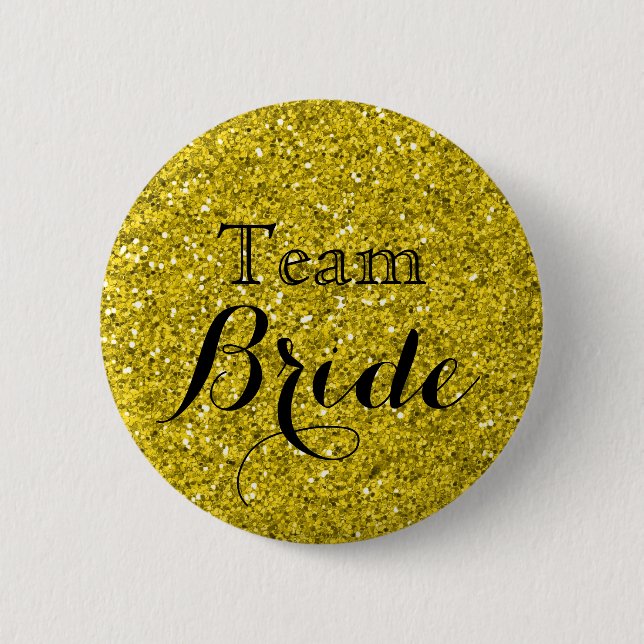 GoldGlitzer-Imitat-Folien-Hochzeits-Team-Braut Button (Vorderseite)