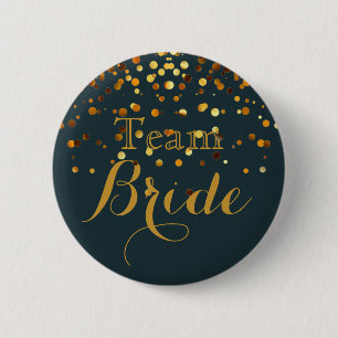 GoldGlitzer-Imitat-Folien-Hochzeits-Team-Braut Button