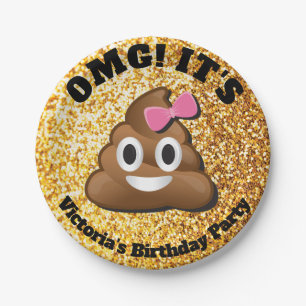 GoldGlitzer kacken Emoji Mädchen-Papier-Teller Pappteller