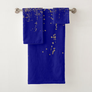 GoldGlitzer-Kobalt-Blau-Steigung Ombre Confetti Badhandtuch Set