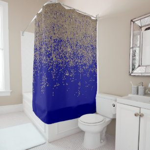 GoldGlitzer-Kobalt-Blau-Steigung Ombre Confetti Duschvorhang