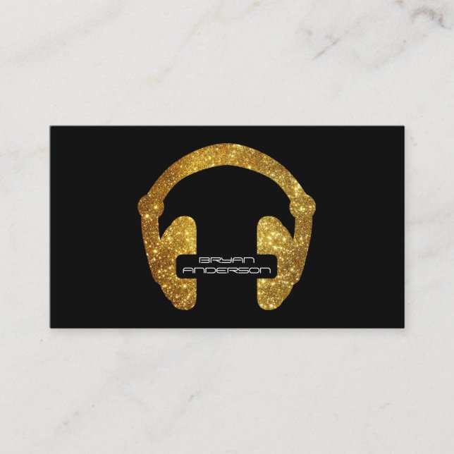 GoldGlitzer-Kopfhörer DJ-Geschäfts-Karte Visitenkarte (Vorderseite)