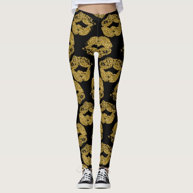 GoldGlitzer-Küsse Leggings (Vorderseite)