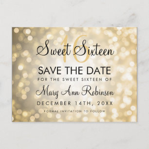 GoldGlitzer-Lichter des Bonbon-16 Save the Date Ankündigungspostkarte