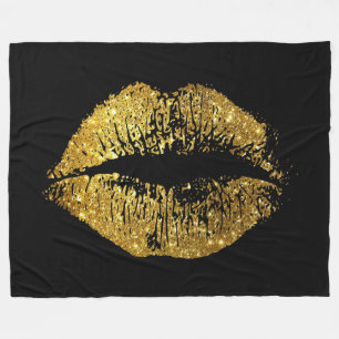 GoldGlitzer-Lippen Fleecedecke