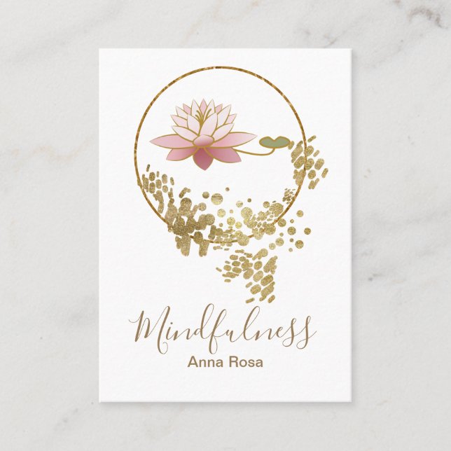 *~* GoldGlitzer-Lotos-Meditationmindfulness-Yoga Visitenkarte (Vorderseite)
