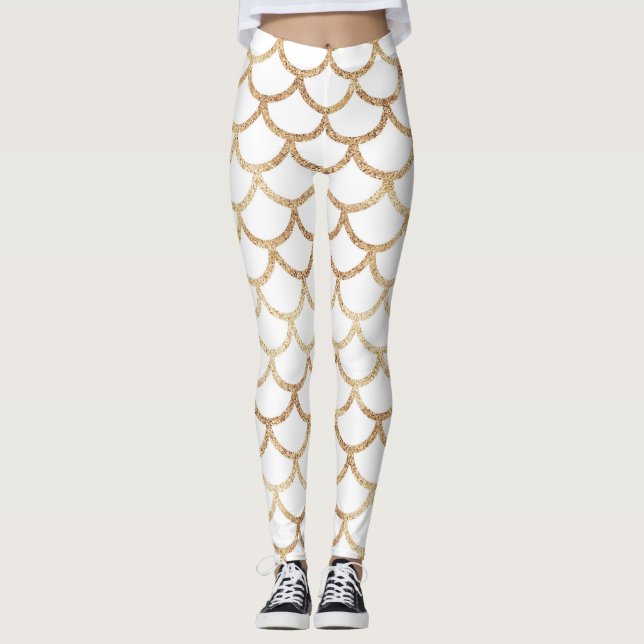 GoldGlitzer-Meerjungfrau stuft Leggings ein (Vorderseite)