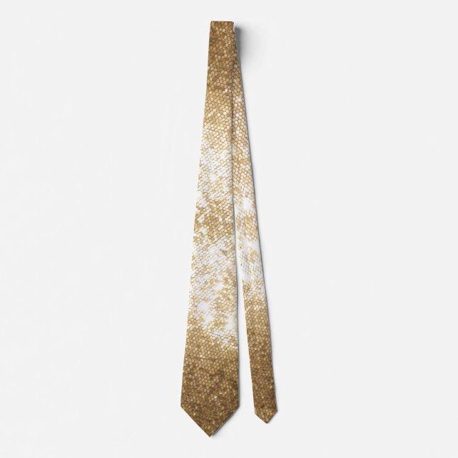 GoldGlitzer-Mode-Geld-Schein-Schimmer Bling Krawatte (Vorderseite)