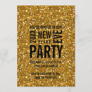 GoldGlitzer-moderne Silvester-Party Einladung