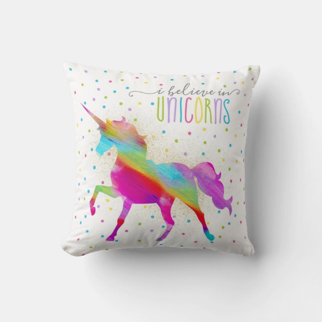 GoldGlitzer-RegenbogenUnicorn Kissen (Vorderseite)