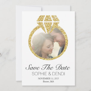 GoldGlitzer-Save the Date Foto-Mitteilung Save The Date