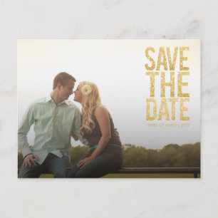 GoldGlitzer-Save the Date Typografie-Mitteilung Ankündigungspostkarte