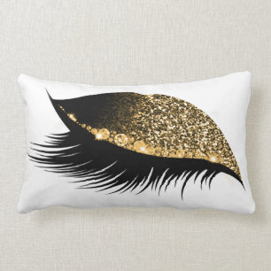 GoldGlitzer-Schlaf-Make-up mustert das verlassene Lendenkissen