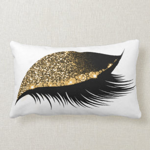 GoldGlitzer-Schlaf-Make-up mustert Peitschen-Weiß Lendenkissen