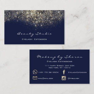 GoldGlitzer-Schwarz-Make-uppeitschen-blauer Visitenkarte