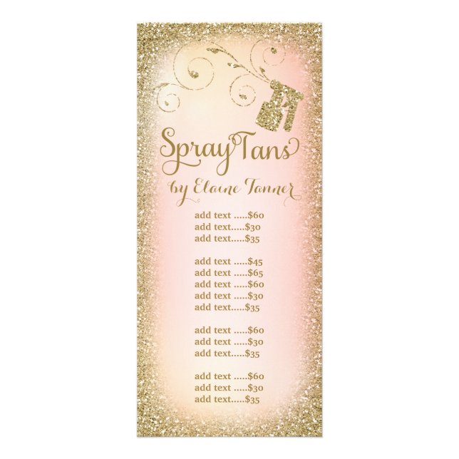 GoldGlitzer-Spray-TAN-Gestell-Karte Werbekarte (Vorne)