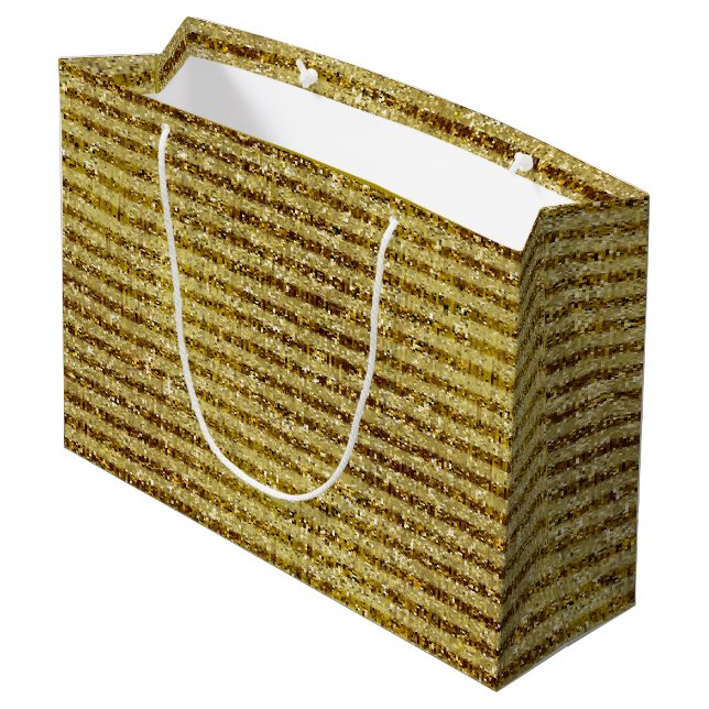 GoldGlitzer-Streifen Große Geschenktüte (Rückseite Schrägansicht)