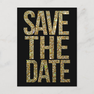 GoldGlitzer-Typografie-Save the Date Postkarte