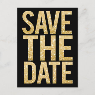 GoldGlitzer-Typografie-Save the Date Postkarte