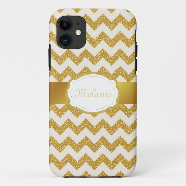 GoldGlitzer-Zickzack Monogramm iPhone Case-Mate iPhone Hülle (Rückseite)