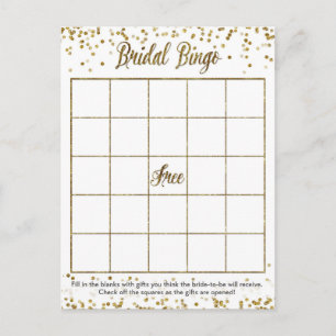 GoldGlitzerconfetti-Bingo-Brautparty-Spiel Einladungspostkarte
