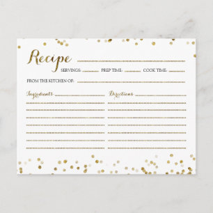 GoldGlitzerconfetti-Brautparty-Rezept-Karte Einladungspostkarte