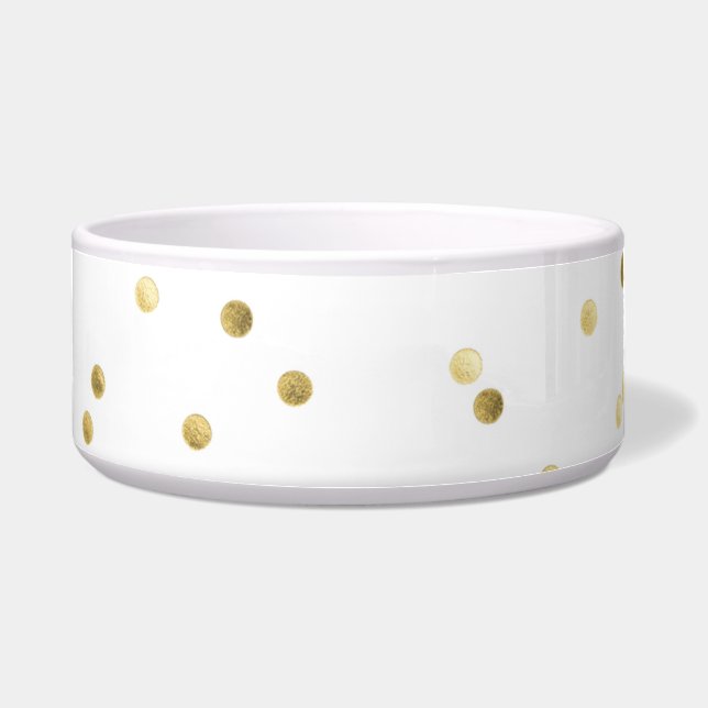 GoldGlitzerconfetti-Punkt-Polka-Hundenahrung- für Napf (Vorderseite)
