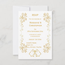 Goldglocken-Design-Hochzeit RSVP Karte