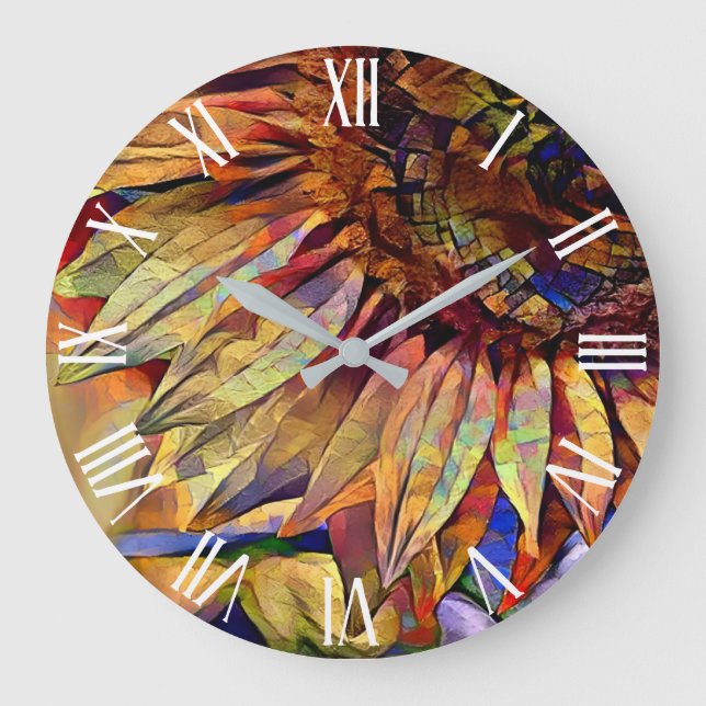 Goldgräber der Gelben Sonnenblumen Große Wanduhr (Vorderseite)
