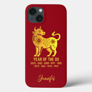 Goldgräber Jahr des Ox-Zodiac-Namens Rot Case-Mate iPhone Hülle