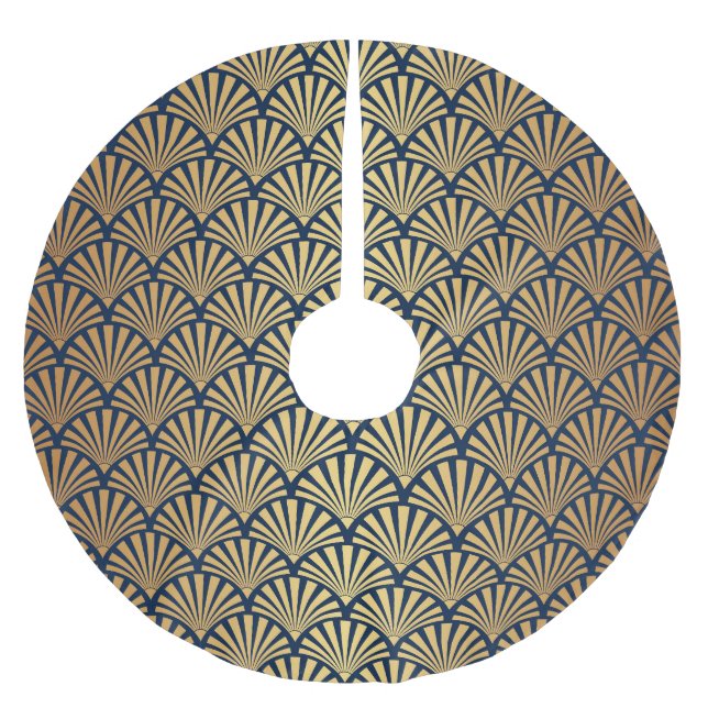 Goldgräber: Nahtlose Art Déco Polyester Weihnachtsbaumdecke (Vorderseite)