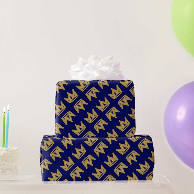 Goldgraffiti-Krone Geschenkpapier (Partygeschenke)