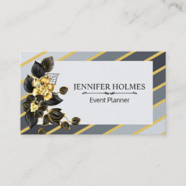Goldgraue Streifen Golden Black Orchid Floral Visitenkarte
