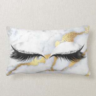 Goldgrauer Glitzer Schwarze Augen Makeup Marmorste Lendenkissen