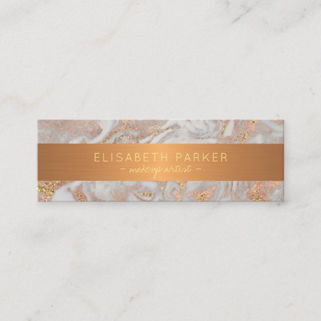 Goldgrauer Marmor-Makeup-Künstler der Luxus-Rose Mini Visitenkarte (Vorderseite)