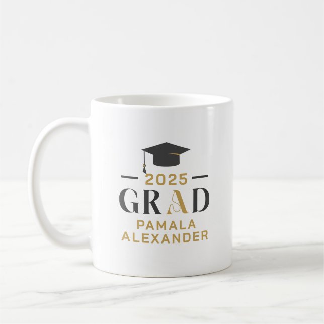 Goldgraues Party Retro Typografie Kaffeetasse (Links)