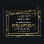 Goldgrenze 50. Geburtstag Save the Date Budget<br><div class="desc">Elegante Imitate goldgeflochtenen Rahmen. Alle Texte sind individuell einstellbar und lassen sich für Ihr eigenes Party leicht ändern. Großartiges elegantes 50. Geburtstagsgeschmacksdesign.</div>