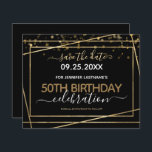 Goldgrenze 50. Geburtstag Save the Date Budget<br><div class="desc">Elegante Imitate goldgeflochtenen Rahmen. Alle Texte sind individuell einstellbar und lassen sich für Ihr eigenes Party leicht ändern. Großartiges elegantes 50. Geburtstagsgeschmacksdesign.</div>