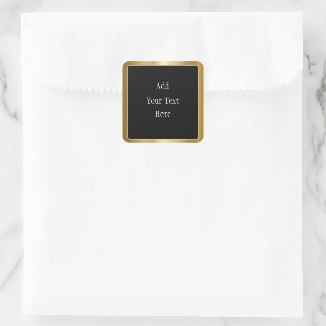 Goldgrenze mit dem Black Center-Gütesiegel Quadratischer Aufkleber (Tasche)