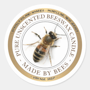 Goldgrenzenlose Bienenkönigmarke BEESWAX CANDLE Runder Aufkleber