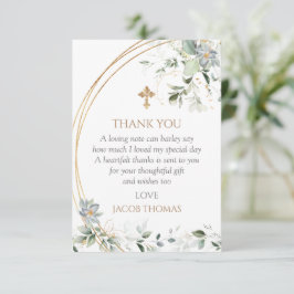 Goldgrün Eukalyptus Boy Taufe  Dankeskarte