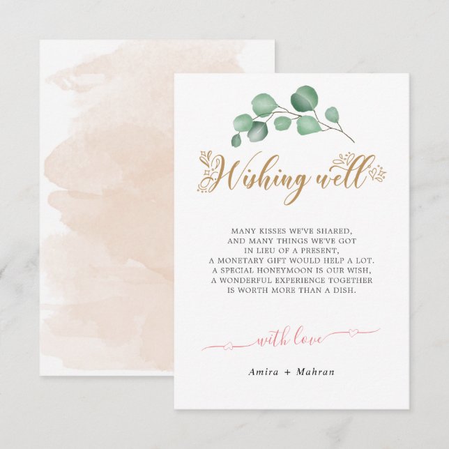Goldgrün Hochzeitskarte Begleitkarte (Vorne/Hinten)