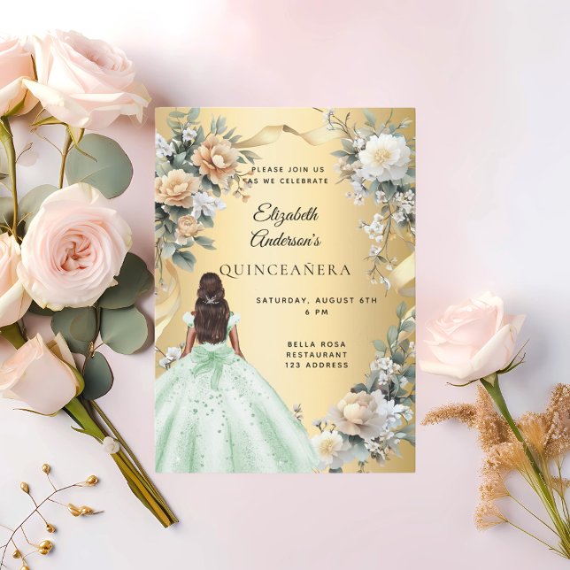 Goldgrün-Kleiderflorchen aus Quinceanera Einladung (Von Creator hochgeladen)