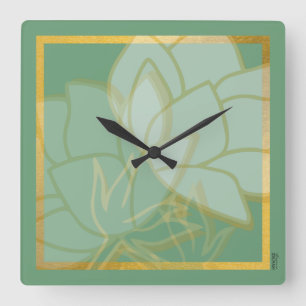 Goldgrün Quadratische Wanduhr