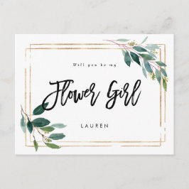 Goldgrün wirst du meine Blume Girl Card sein Ankündigungspostkarte